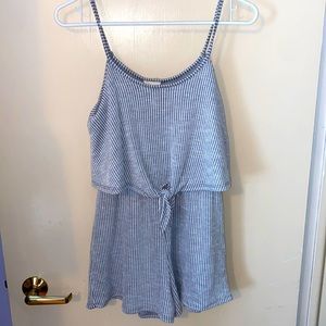 Gray and white striped romper